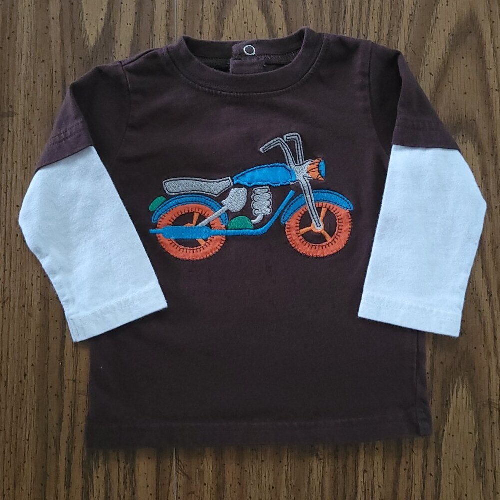Carter’s Baby Boy 9M Motorcycle Shirt Brown Layered Long Sleeve Graphic Top